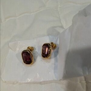 Elegant Gold and Purple Stud Earrings